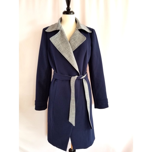 White House Black Market Jackets & Blazers - White House Black Market Size L Blue Gray Coat NEW